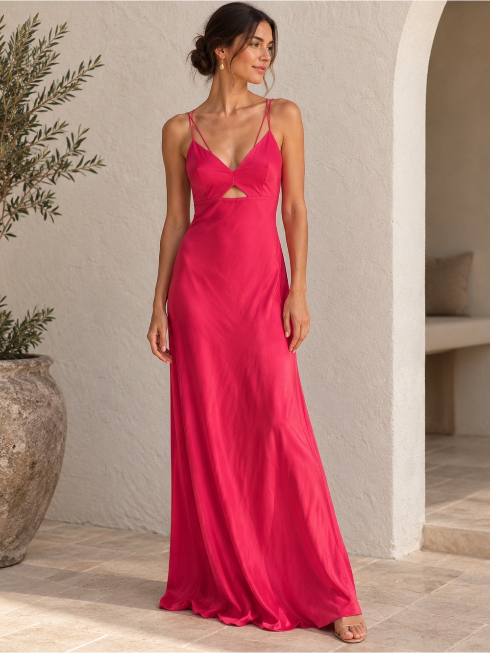 L’AGENCE Elsa Silk Cutout Maxi Dress Size 6 NWT
